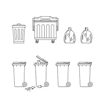 Trash cans and dumpsters Stock Illustration