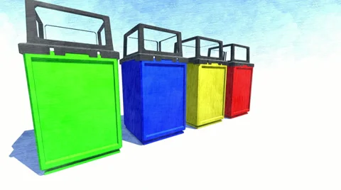 Trash cans for recycling Stock Footage 35535549