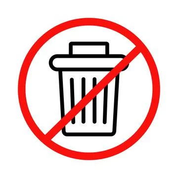 Trash can't be thrown away icon. No dumping. Vector. Illustrazione stock