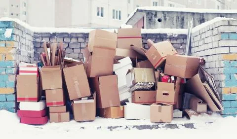 Trash from cardboard boxes Stock Photos