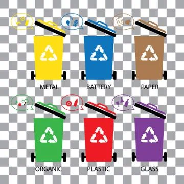 Trash categories recycle garbage bin Stock Illustration