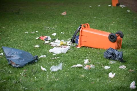 Trash clean up after a big event Stock Photos