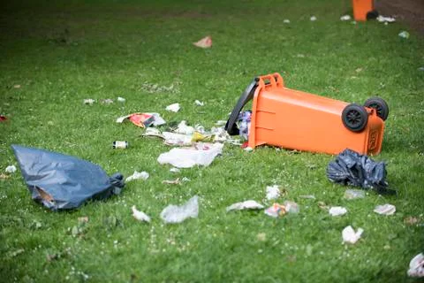 Trash clean up after a big event Stock Photos