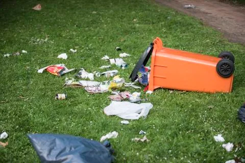 Trash clean up after a big event Stock Photos