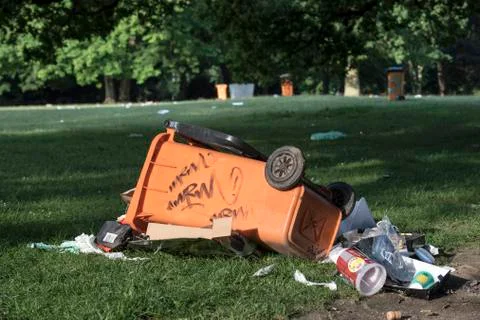 Trash clean up after a big event Stock Photos