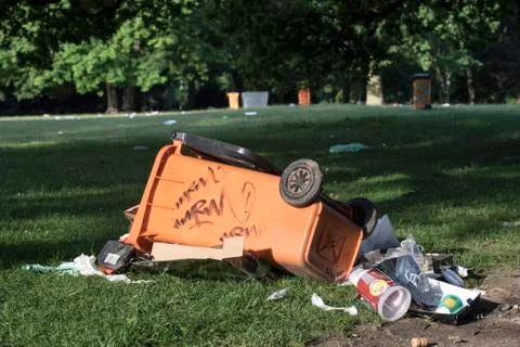 Trash clean up after a big event Stock Photos