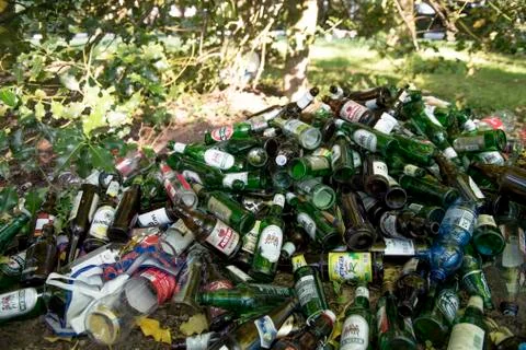Trash clean up after a big event Stock Photos