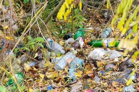 Trash close to the River 写真素材