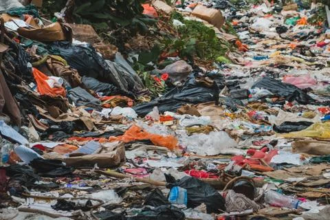 Trash closeup, garbage dump, waste desposit - environmental pollution Stock Photos