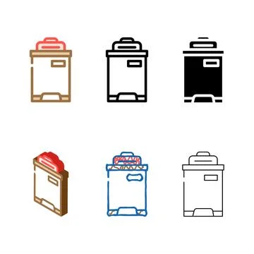 Trash compactor color icon diversity vector イラスト素材