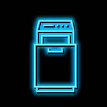 Trash compactor neon glow icon illustration Stock Illustration