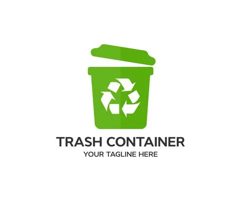 Trash container bin, Garbage can recycle basket box for trash waste logo design. Stock Illustration