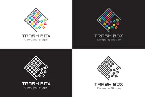 Trash container bin, Garbage can recycle basket box for trash waste logo design. Stock Illustration