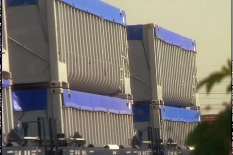 TRASH  CONTAINERS ON RAIL CARS Stock Footage 1052653