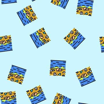 Trash covered beach vector seamless pattern 스톡 일러스트