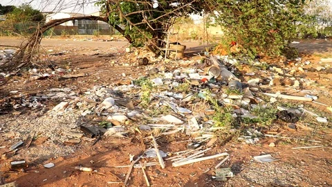 Trash Dumped and Burned Stock Footage 117183844