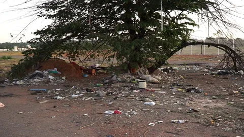 Trash Dumped and Burned Stock Footage 117183847