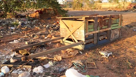 Trash Dumped and Burned Stock Footage 117184187