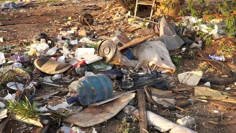 Trash Dumped and Burned Stock Footage 117184204