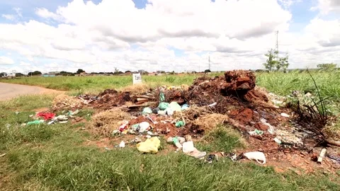 Trash dumped on the side of the road Video stock 235448611