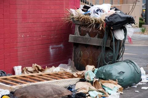 Trash dumpster in slums Stock Photos