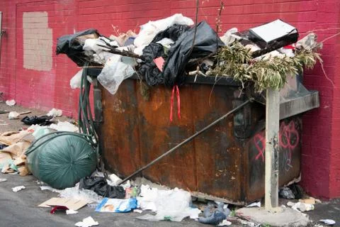 Trash dumpster in slums Stock Photos