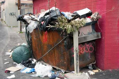 Trash dumpster in slums Stock Photos