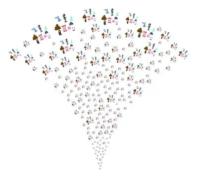 Trash Fountain Stream Stock Illustration