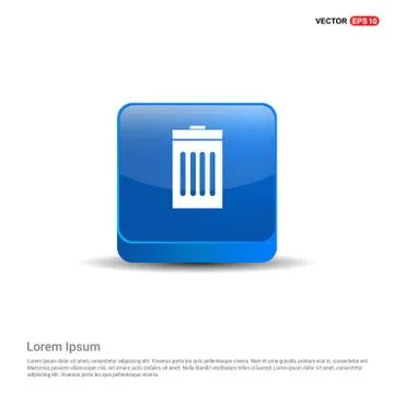 Trash icon - 3d Blue Button 스톡 일러스트