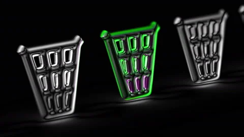 Trash icon in black background. Looping footage. 3D Illustration. Stock Footage 125328801