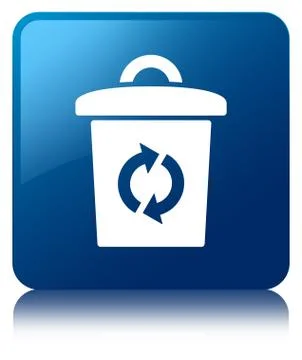Trash icon blue square button Illustrazione stock