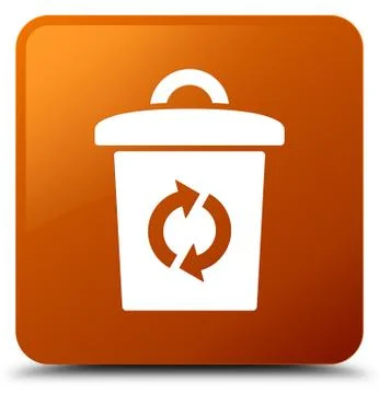 Trash icon brown square button Illustrazione stock