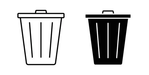 Trash icon collection in black, Line icons, flat symbols Stockillustratie