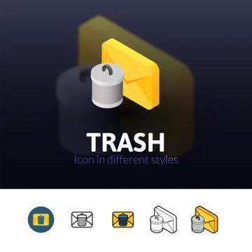 Trash icon in different style Stock Illustration