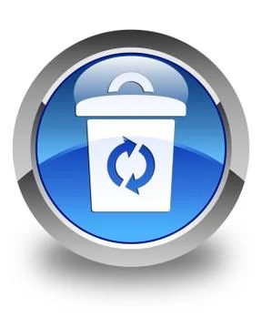 Trash icon glossy blue round button Illustrazione stock