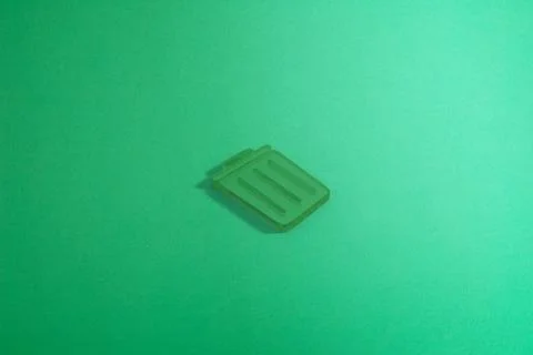 Trash icon in green background. 3D rendering. Stock Illustration