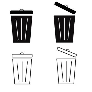 Trash icon Set, Bin icon Set Illustrazione stock
