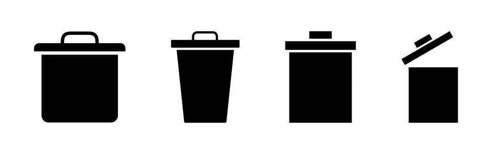 Trash icon set. trash can icon. delete icon vector. garbage Stock Illustration