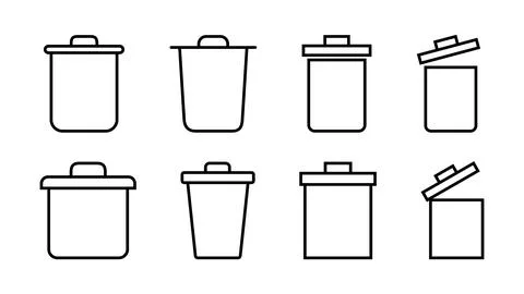 Trash icon set. trash can icon. delete icon vector. garbage Stock Illustration