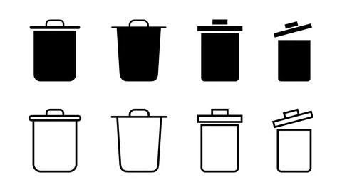 Trash icon set. trash can icon. delete icon vector. garbage Stock Illustration