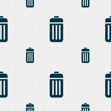 The trash icon sign. Seamless pattern with geometric texture. Vector Stock Illustration