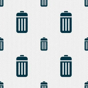 The trash icon sign. Seamless pattern with geometric texture. Vector Illustrazione stock