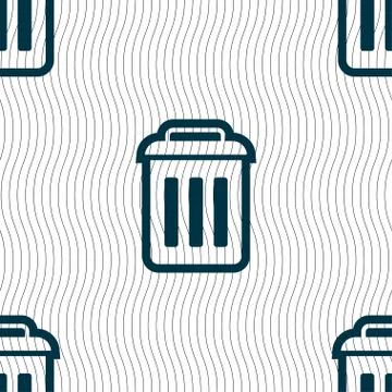 The trash icon sign. Seamless pattern with geometric texture. Vector Stock Illustration