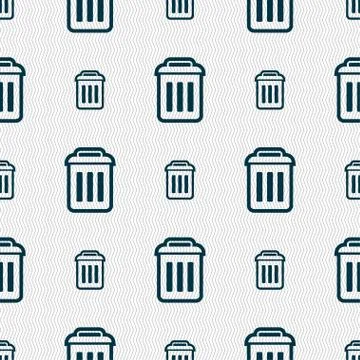 The trash icon sign. Seamless pattern with geometric texture. Vector Illustrazione stock