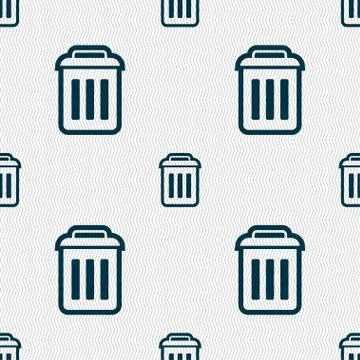The trash icon sign. Seamless pattern with geometric texture. Vector Stock Illustration