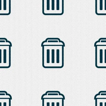 The trash icon sign. Seamless pattern with geometric texture. Vector Illustrazione stock