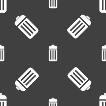 The trash icon sign. Seamless pattern on a gray background. Vector Stock Illustration