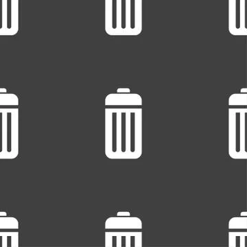 The trash icon sign. Seamless pattern on a gray background. Vector Stock Illustration