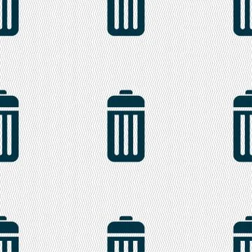 The trash icon sign. Seamless pattern with geometric texture. Stock Illustration