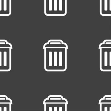 The trash icon sign. Seamless pattern on a gray background. Stock Illustration